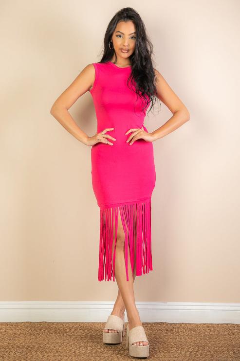 Sleeveless Fringe Midi Dress (CAPELLA)-0