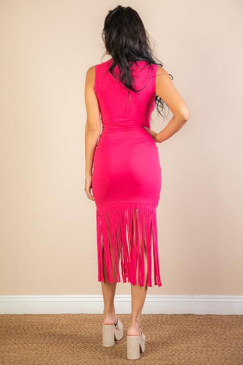 Sleeveless Fringe Midi Dress (CAPELLA)-4