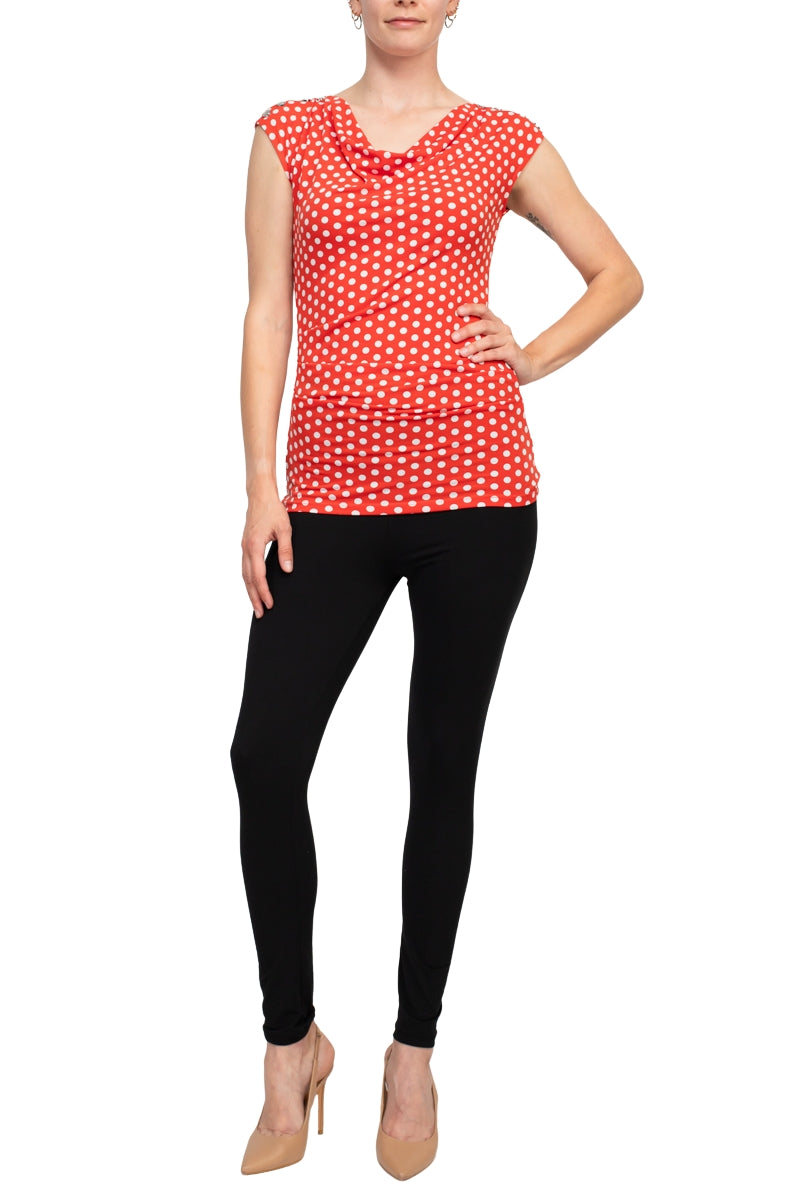 T Tahari Sleeveless Cowl Neck Polka Dots Top-3