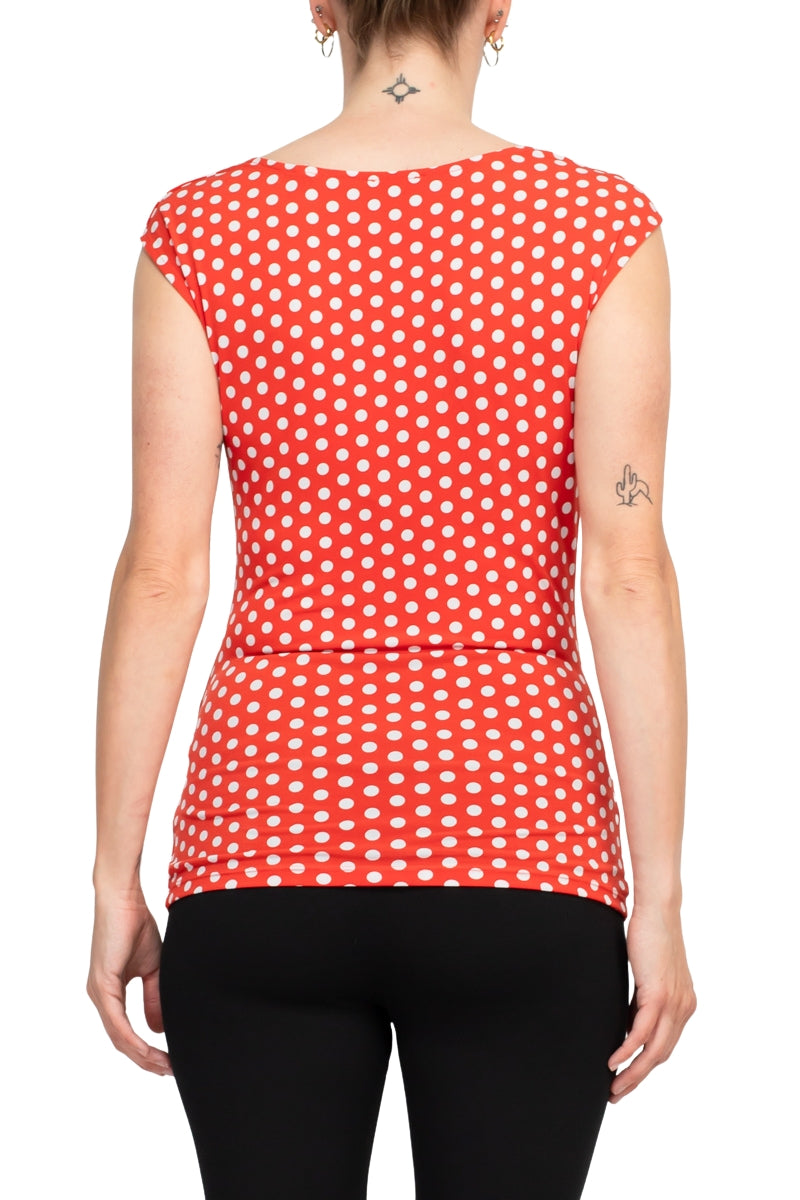 T Tahari Sleeveless Cowl Neck Polka Dots Top-2